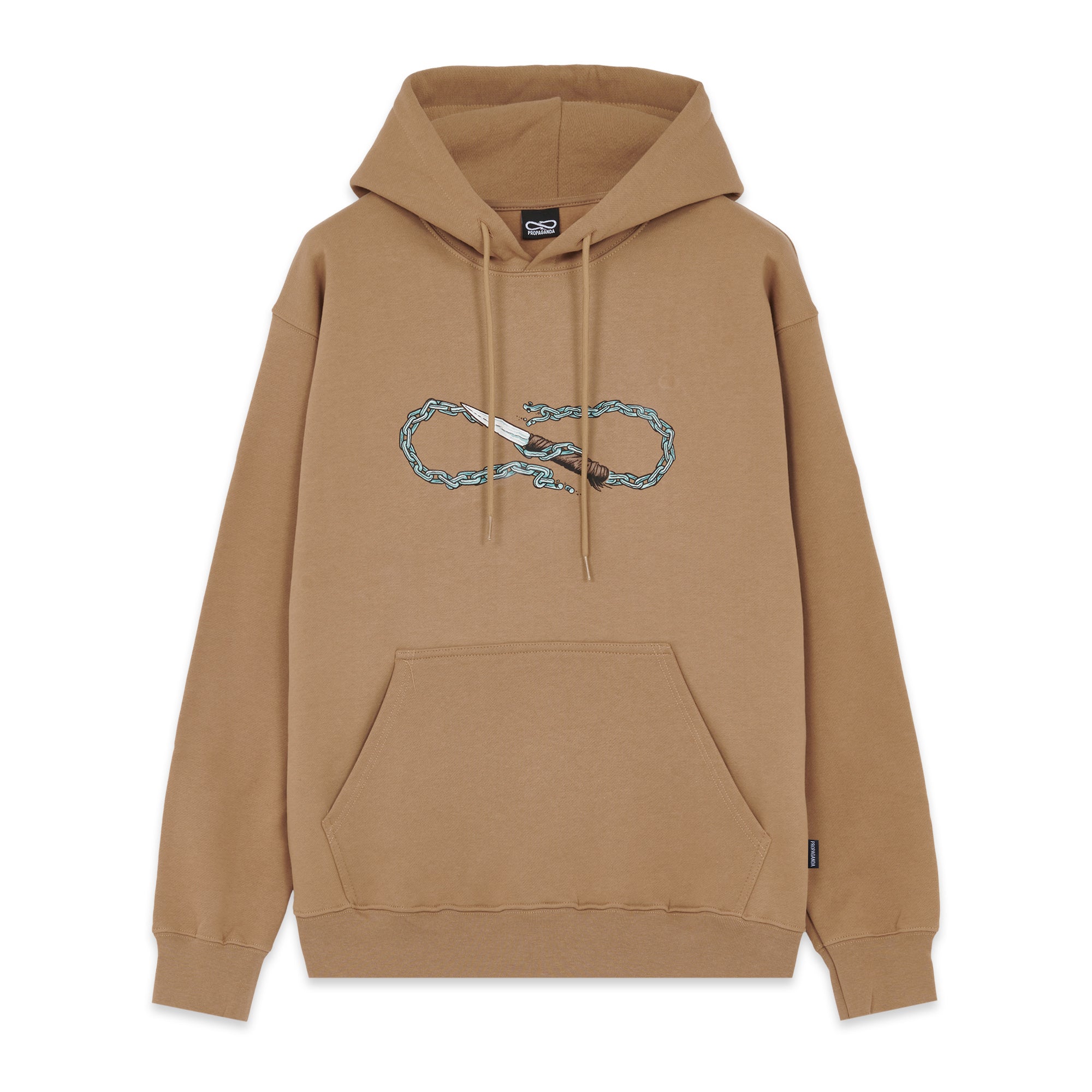 Propaganda Sweatshirt with hood and kangaroo pocket Logo Chain Hoodie 22FWPRFE736-52 camel