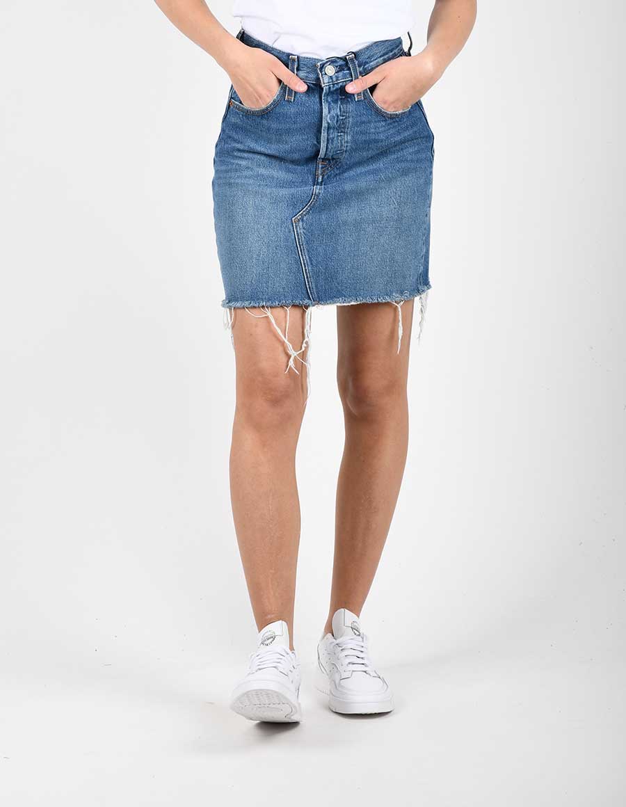 Levi's High-waisted raw cut skirt 778820020 medium indigo