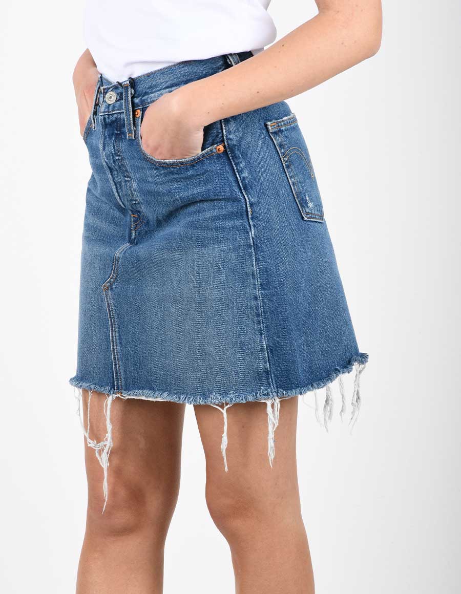 Levi's High-waisted raw cut skirt 778820020 medium indigo