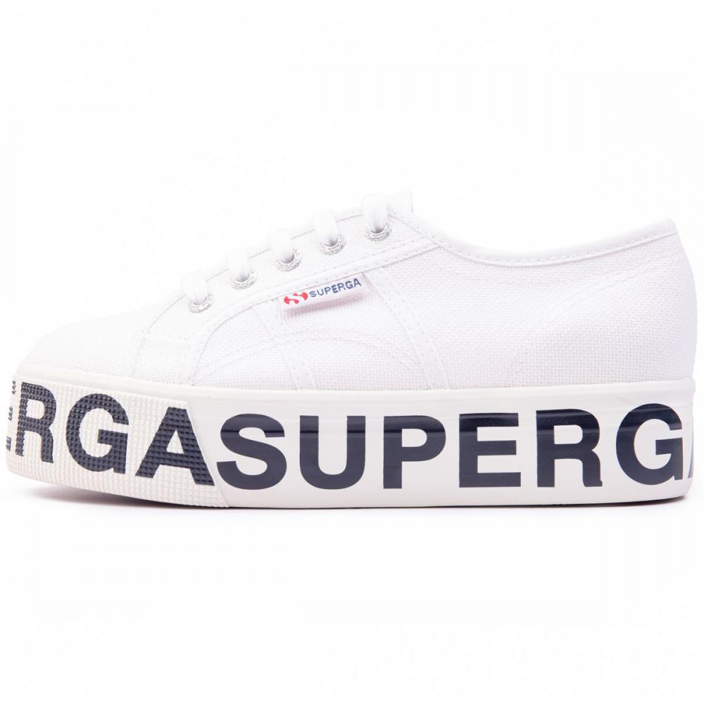 Superga scarpa sneakers con zeppa da donna Cotw Outsole Lettering 2790 S00FJ80-901 bianco