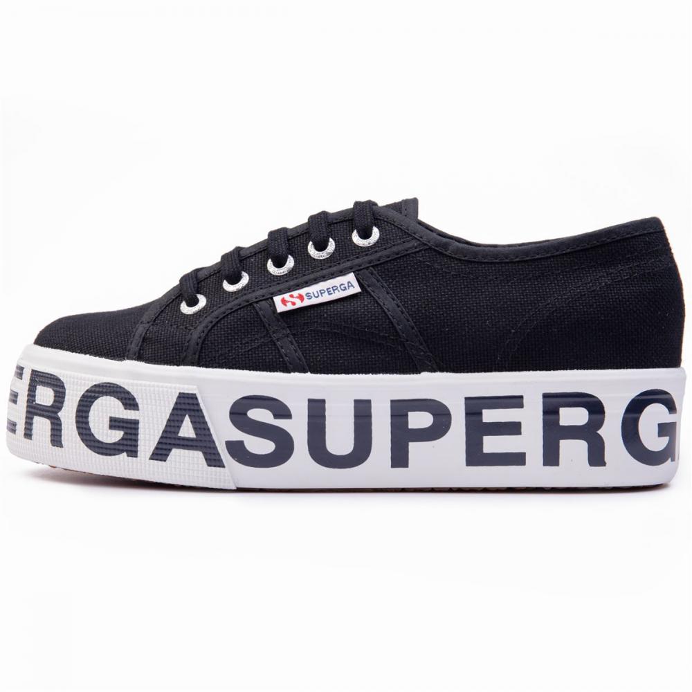 Superga scarpa sneakers da donna con zeppa COTW OUTSOLE LETTERING 2790 S00FJ80-999 nero