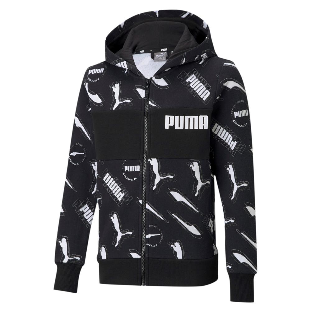 Puma Felpa da bambino con cappuccio e cerniera Alpha AOP 585894 01 nero