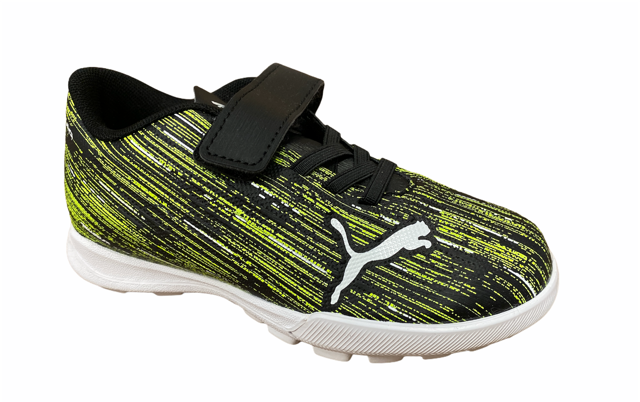 Puma scarpa da calcetto da bambino con elastico e strappo Ultra 4.2 TT V Jr 106369 02 nero-giallo-bianco