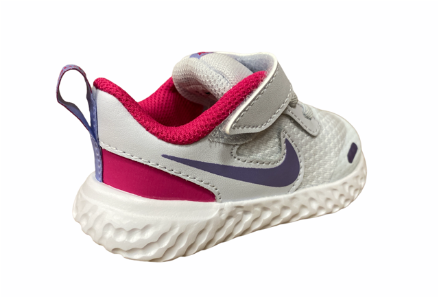 Nike Revolution 5 (TDV) girls' running shoe BQ6573 018 football gray purple pulse