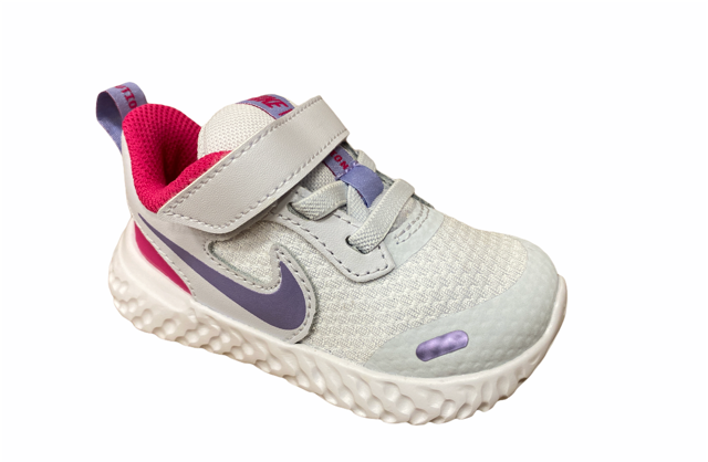 Nike Revolution 5 (TDV) girls' running shoe BQ6573 018 football gray purple pulse