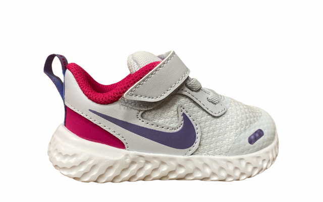 Nike Revolution 5 (TDV) girls' running shoe BQ6573 018 football gray purple pulse