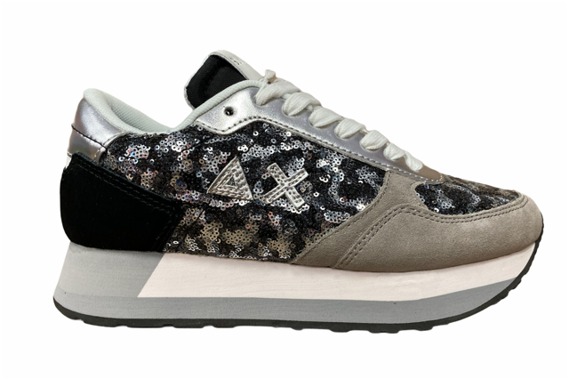 SUN68 women's sneakers shoe Kate Sequins Z31221 4711 dark gray black