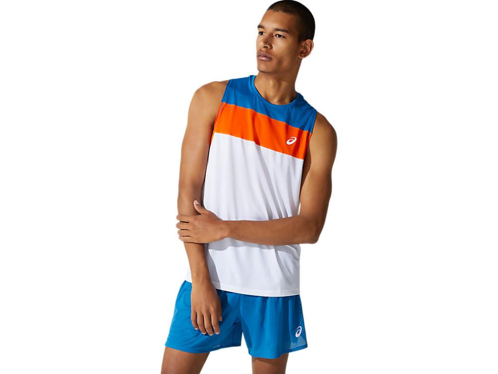 Asics RACE SINGLET 2011B881 100 brilliant white reborn blue