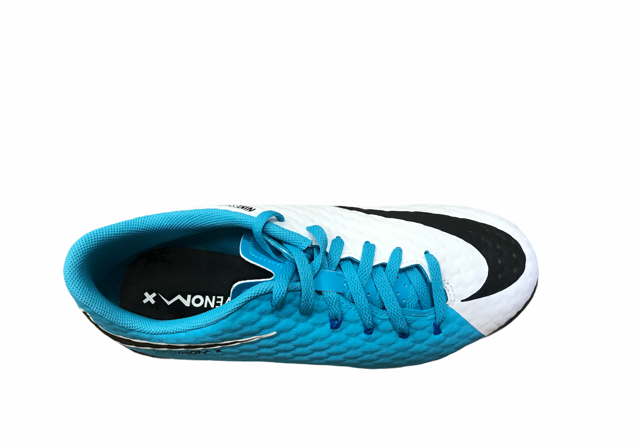 Nike Hyperveomx Phelon III TF boy's soccer shoe 852598 104 white light blue