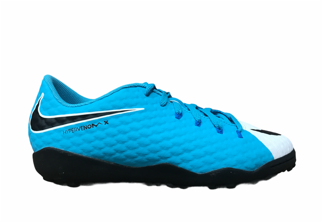 Nike Hyperveomx Phelon III TF boy's soccer shoe 852598 104 white light blue