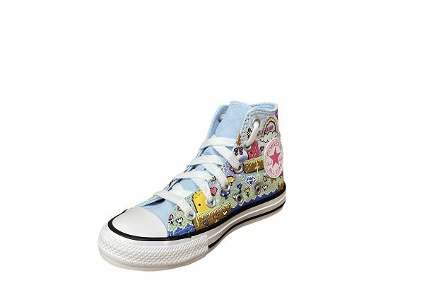 Converse scarpa sneakers alta da bambina Ctas Hi Chambray 670170C celeste