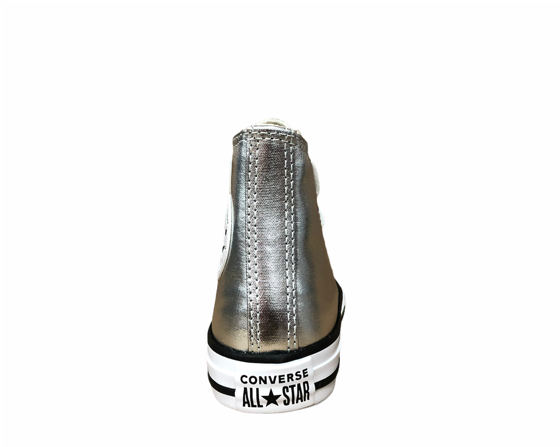 Converse scarpa sneakers alta alla caviglia da bambina Ctas Hi Metallic G 670179C argento metallico