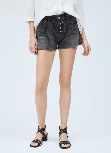 Pepe Jeans pantaloncino in denim largo da donna Bonita Destroy PL800933 nero slavato