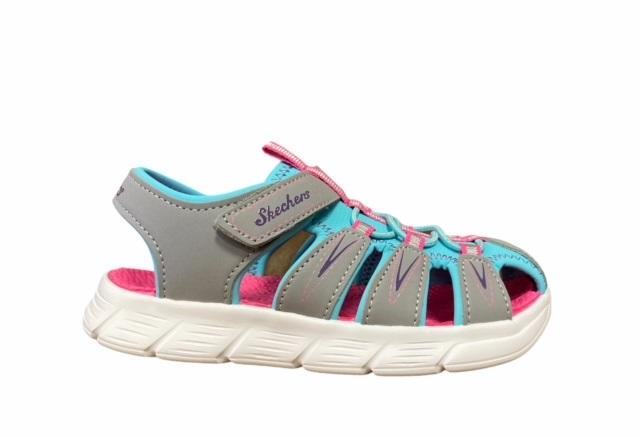 Skechers sandalo da bambina Flex Sandal Aqua Steps 86939/GYTQ grigio-turchese
