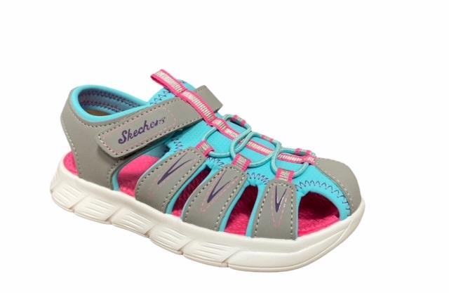 Skechers sandalo da bambina Flex Sandal Aqua Steps 86939/GYTQ grigio-turchese
