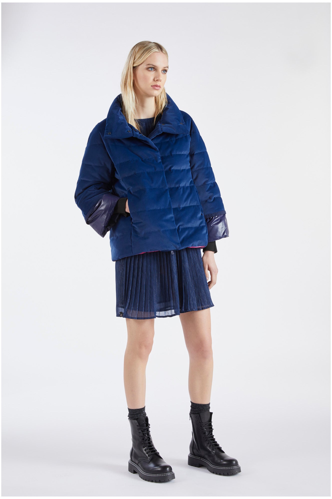 CafèNoir women's flared down jacket C7JN0032 B012 blue