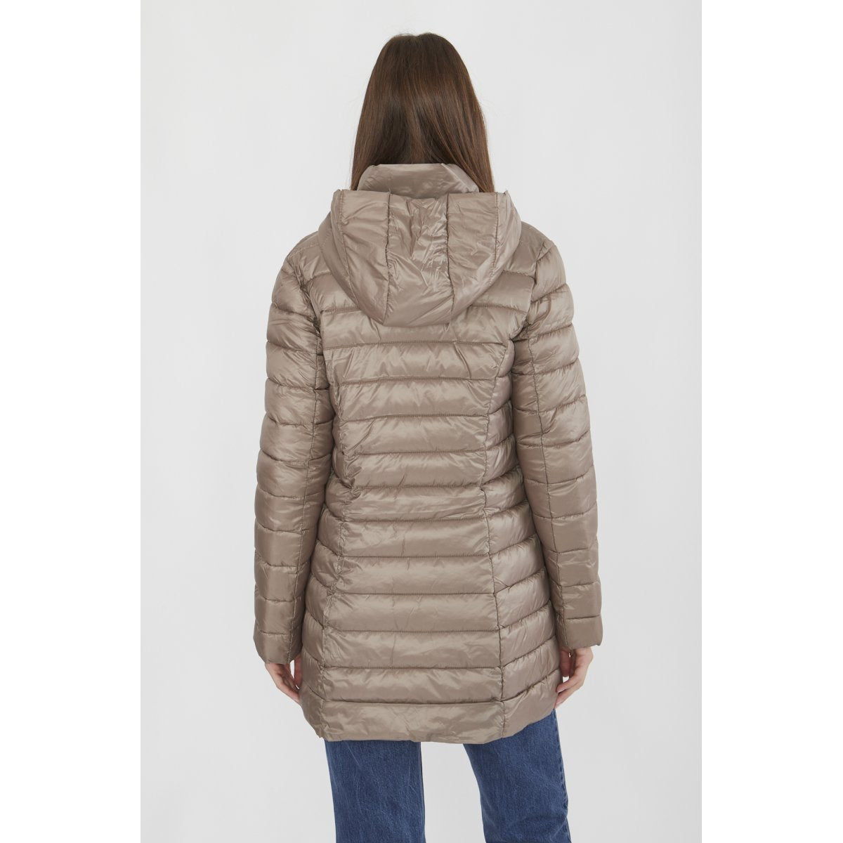 Canadian Women's long jacket with hood Teslin Recycled CN.G220204WRE/CHAM champagne