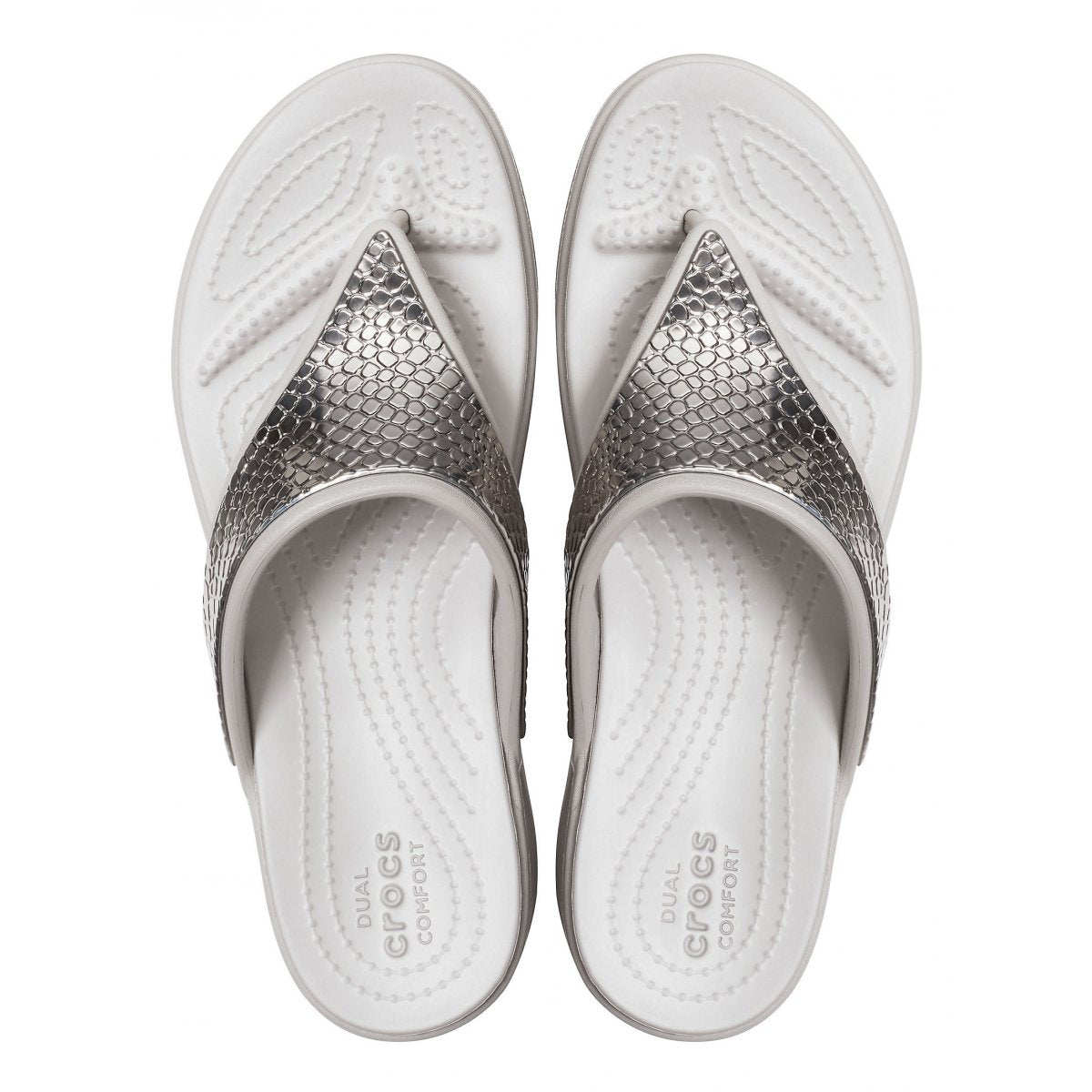 Crocs women's flip-flop sandal Monterey Wedge Flip W 206303-0GO platinum silver