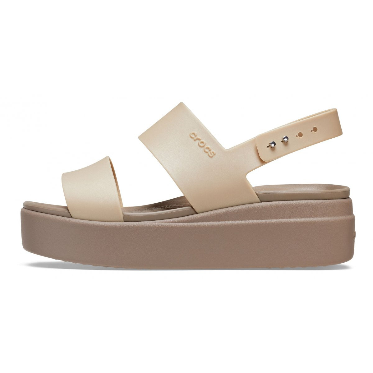 Crocs women's sandal Brooklyn Metallic Low Wedge 207641 99P metallic champagne