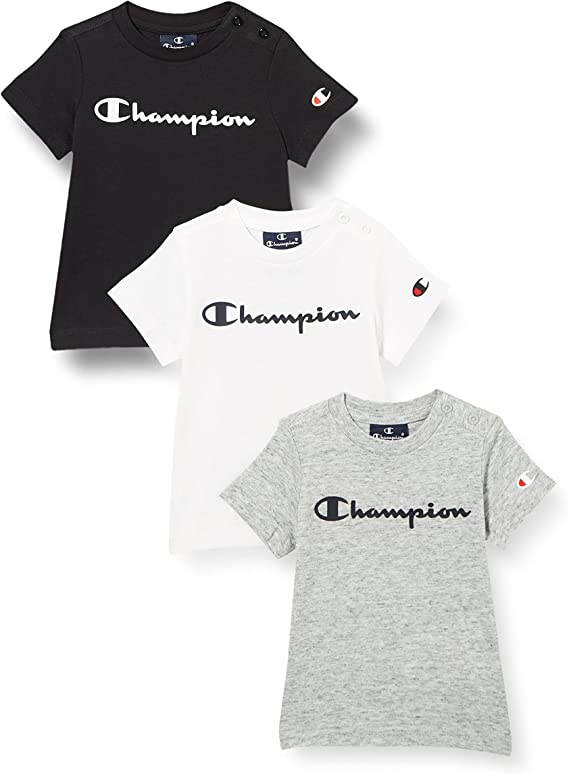 Champion 3 T-shirt da infant manica corta Legacy American Classic Logo 305974 WW001 bianco-grigio-blu