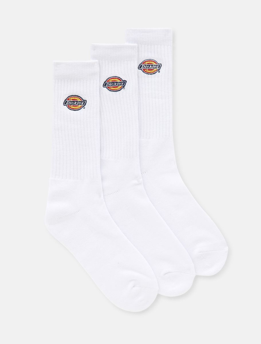 Dickies Calza unisex con logo Valey Grove DK0A4X82WHX bianco. Confezione da 3 paia