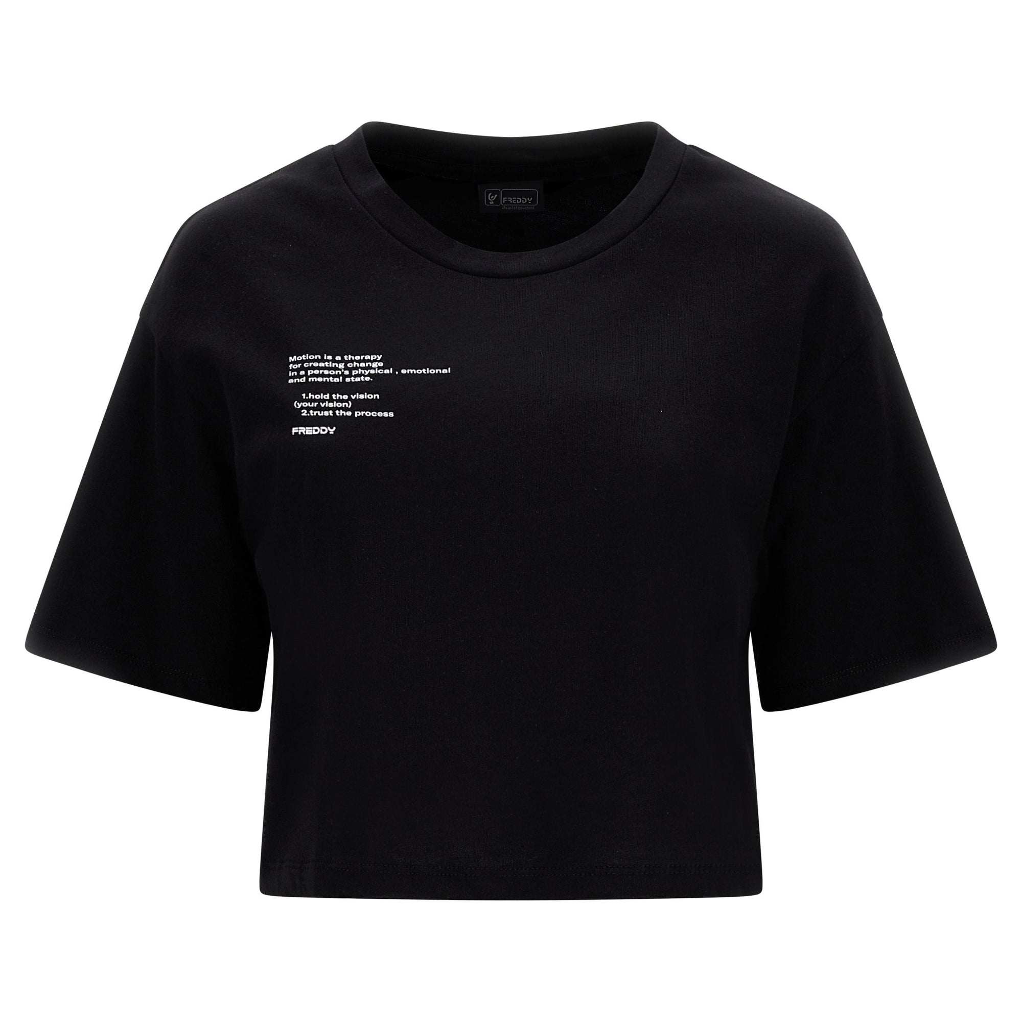 Freddy Comfort crop top t-shirt with lettering print F2WGZT7 N black