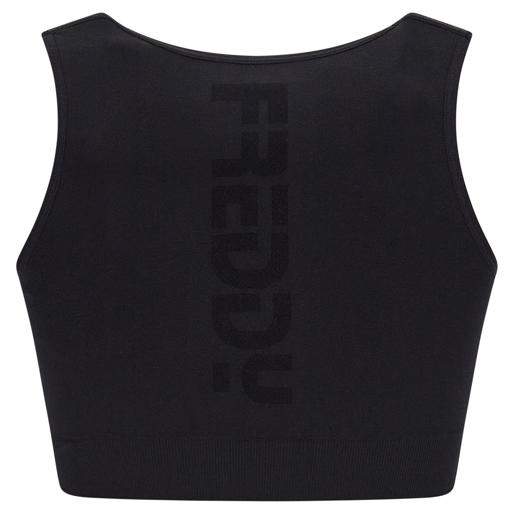 Freddy Sports bra top in seamless zip and removable cups F2WSFB6N N black