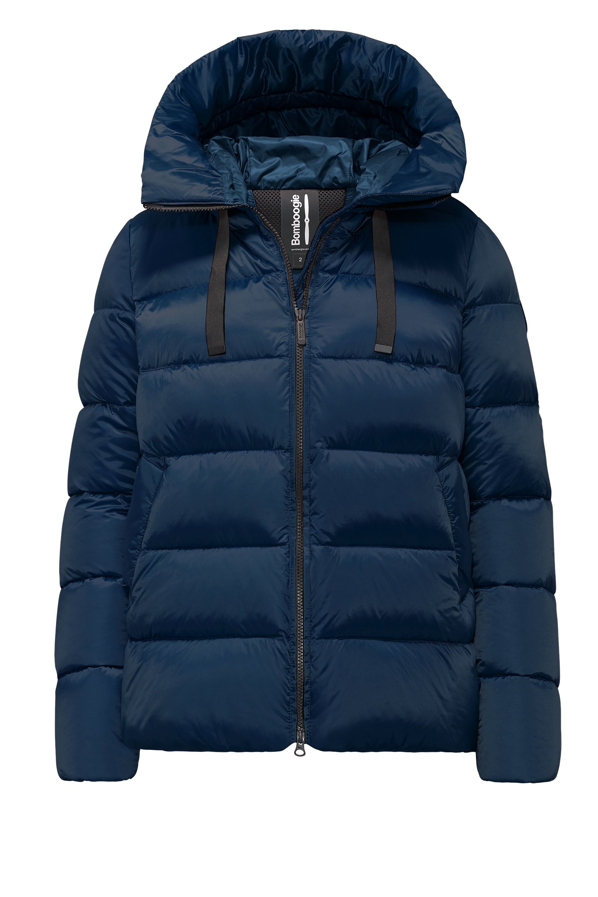 Bomboogie Women's short down jacket with hood GW6012TDLC 104 poseidon blue