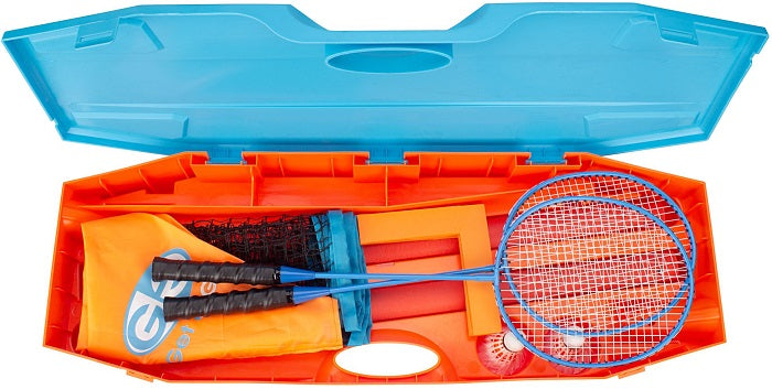 Custodia compatta Get & Go che diventa base per rete badminton portatile