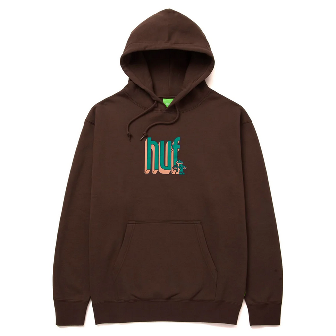 Huf Bookend men's hoodie PF00517 chocolate