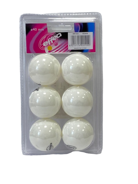 Effea Pallina da Ping Pong a 1 stella con diametro 40mm confezione da 6 palline bianche