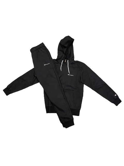 Champion tuta con cappuccio in cotone felpato 218117 KK001 NBK/NBK nero