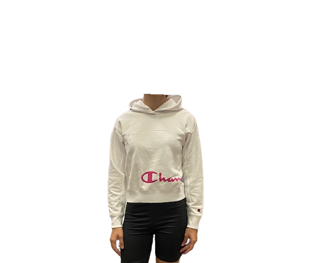 Champion Felpa da ragazza con cappuccio e stampa laterale 404513 WW001 bianco