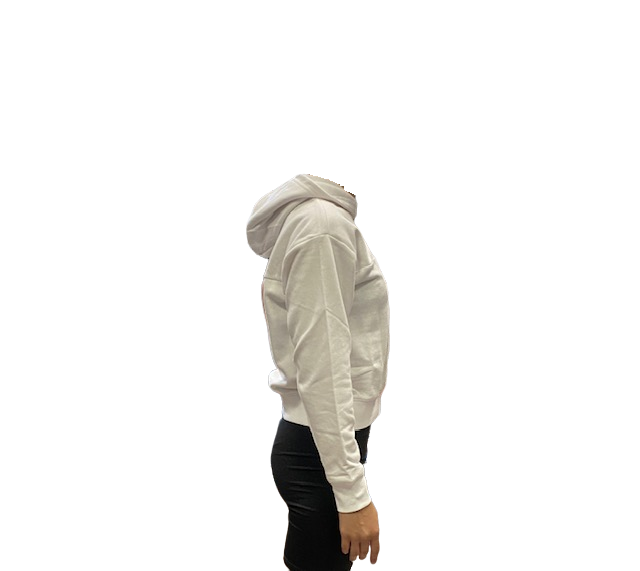 Champion Felpa da ragazza con cappuccio e stampa laterale 404513 WW001 bianco