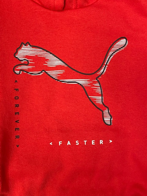 Puma children's sweatshirt with large logo print hood 846887 11 red