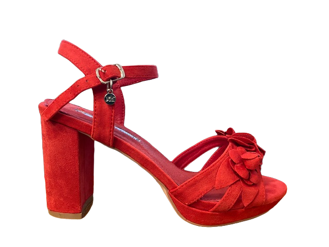 Xti women's shoe with heel and floral decoration on the band Rolo 35044 red