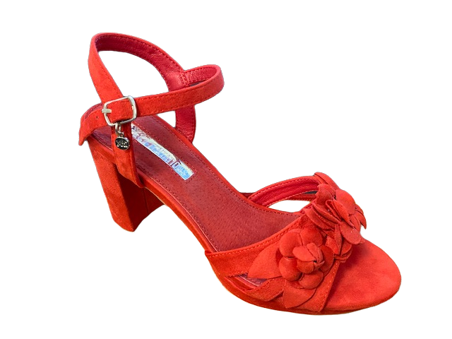 Xti women's shoe with heel and floral decoration on the band Rolo 35044 red