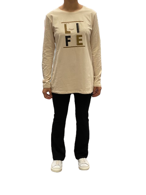 Hangar93 Women's long sleeve T-shirt with Z6764D BUR01 butter print