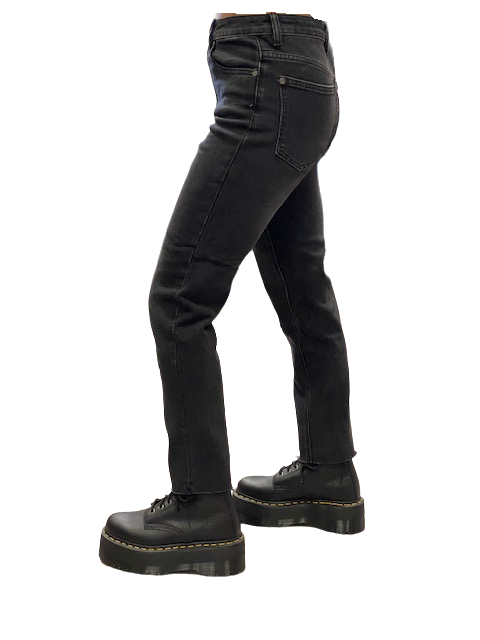 Griffai Pantalone Jeans da donna Mom Sfrangiato DGF2012 black