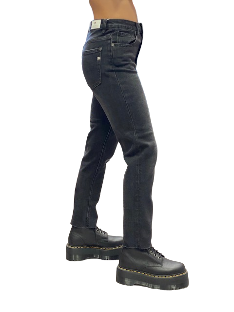 Griffai Pantalone Jeans da donna Mom Sfrangiato DGF2012 black