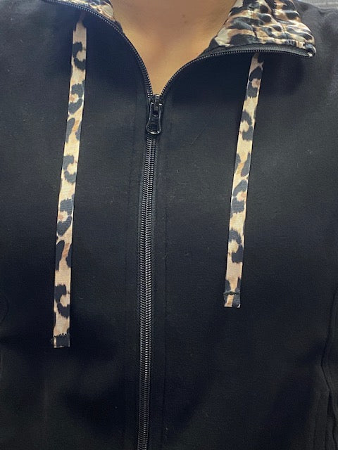 Dimensione Danza Felpa da donna con zip e interno collo animalier 22IDD71226 3726 nero