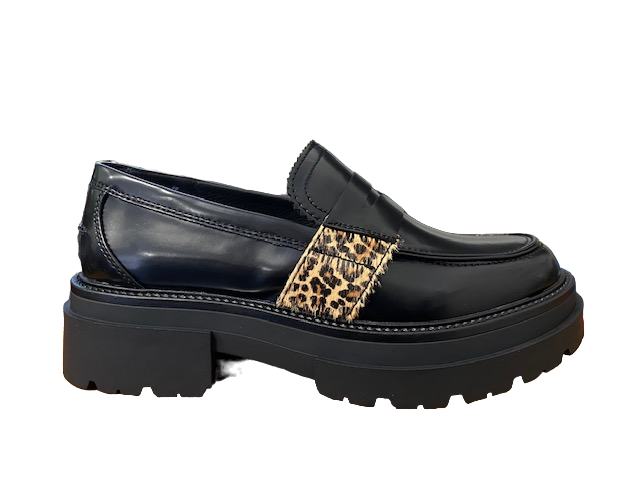 CafèNoir Women's moccasin with spotted pony skin C1EC9010 N001 black