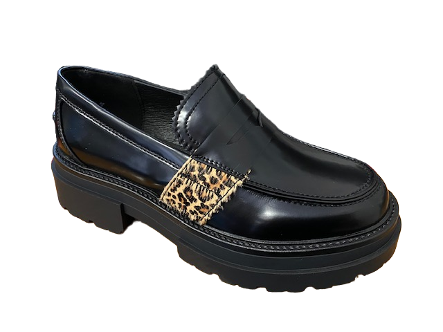 CafèNoir Women's moccasin with spotted pony skin C1EC9010 N001 black