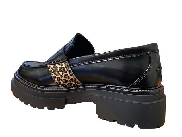 CafèNoir Women's moccasin with spotted pony skin C1EC9010 N001 black