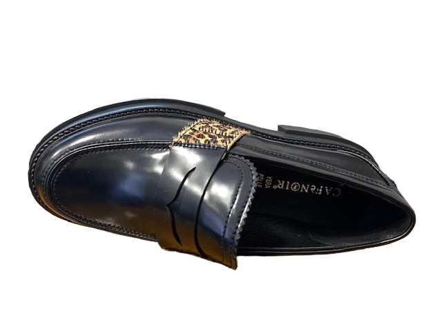 CafèNoir Women's moccasin with spotted pony skin C1EC9010 N001 black