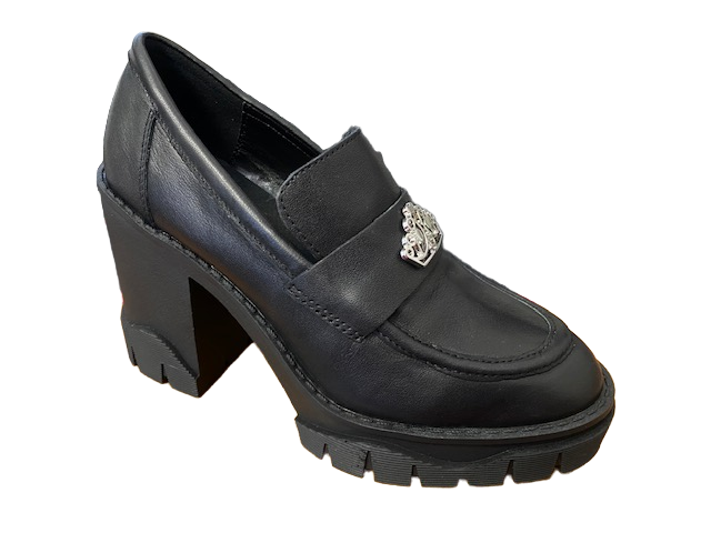 Fornarina Women's moccasin with Lisbon 7 black heel
