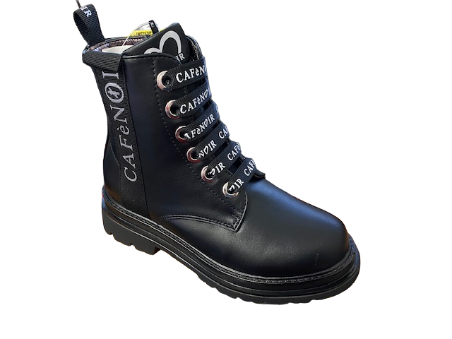 CafèNoir Anfibio da ragazza con Zip interna e scritta laterale e sul laccio c-16912 1542 nero