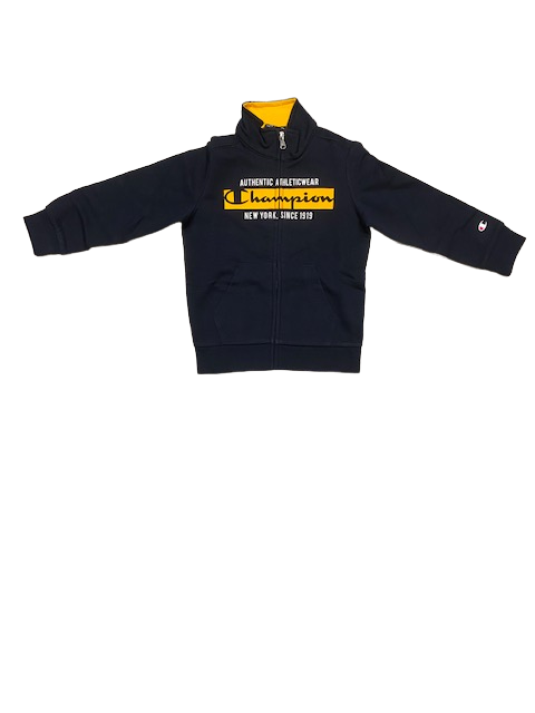 Champion Tuta da ragazzo in cotone garzato giacca con cerniera intera e pantalone con polsino 306180 BS501 NNY blu