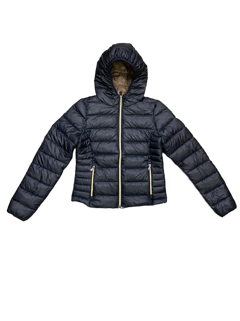 Canadian Women's down jacket 100grams with hood Marystown Recycled CN.G221201WRE/DKNA navy