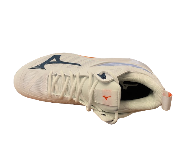 Mizuno unisex volleyball shoes Wave Dimension Mid V1GA224522 white-dark denim-blue jasper